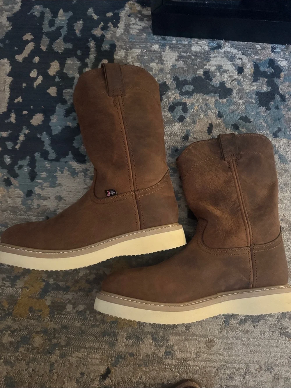 Justin Brown Suede Work Boots with Cream Sole **Never Worn** - Picture 4 of 5
